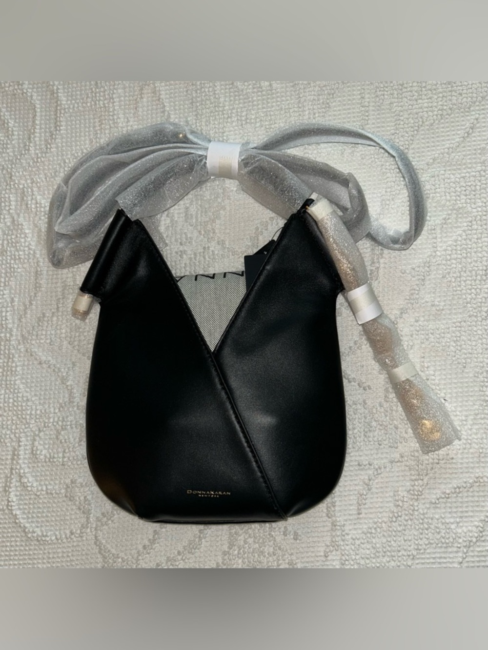 Donna Karan New York Baldwin Micro Crossbody Black Leather Charm Bag NWT